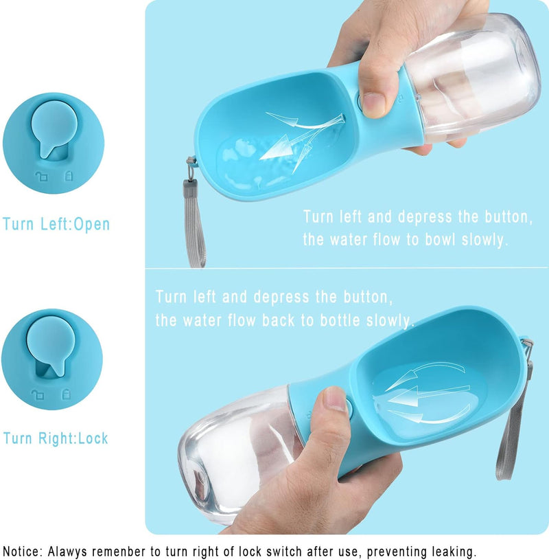 Dog Water Bottle with Food Container, Travel Puppy Water Bowl, Portable Pet Dispenser, Cat Walking and Hiking Dog Gift