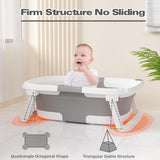 Collapsible Baby Bathtub,Baby Bath Tub with Soft Cushion & Thermometer,Baby Bathtub Newborn to Toddler 0-36 Months,Portable Travel Baby Tub