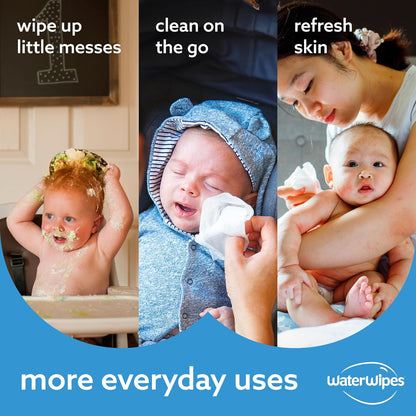 Waterwipes Original Baby Wipes, 99.9% Water, 3-In-1 Cleans, Cares, Protects, Unscented & Hypoallergenic, 720 Count (12 Packs), Packaging May Vary