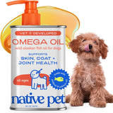 Native Pet Omega 3 Fish Oil for Dogs & Cats - Promotes Healthy Skin, Shiny Coat, & Strong Joints - Made with Wild Alaskan Salmon Oil for Dogs – Tasty, Fast-Absorbing Omega 3 6 9 Liquid Supplement- 8Oz