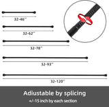 Curtain Rods for Windows 32-48 Inch, 5/8 Inch Decorative Curtain Rod Set, Matte Black Splicing Heavy Duty Metal Curtain Rod with Brackets
