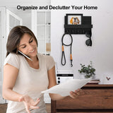 Key Holder for Wall, Decorative Key and Mail Holder with Shelf Has Large Hooks for Bags, Coats, Umbrella – Paulownia Wood Key Hanger with Mounting Hardware (9.8”W X 6.7”H X 4.2”D)