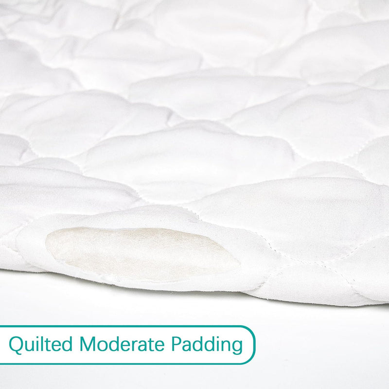 Crib Mattress Protector Sheets Fitted Waterproof Crib Mattress Pad Cover, Noiseless & Machine Wash 100% Absorbent Crib/Toddler Mattress Protector Sheet Quilted, White, 52" X 28"