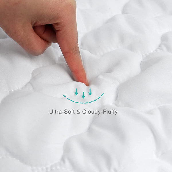 Crib Mattress Protector Sheets Fitted Waterproof Crib Mattress Pad Cover, Noiseless & Machine Wash 100% Absorbent Crib/Toddler Mattress Protector Sheet Quilted, White, 52" X 28"