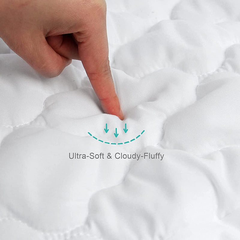 Crib Mattress Protector Sheets Fitted Waterproof Crib Mattress Pad Cover, Noiseless & Machine Wash 100% Absorbent Crib/Toddler Mattress Protector Sheet Quilted, White, 52" X 28"