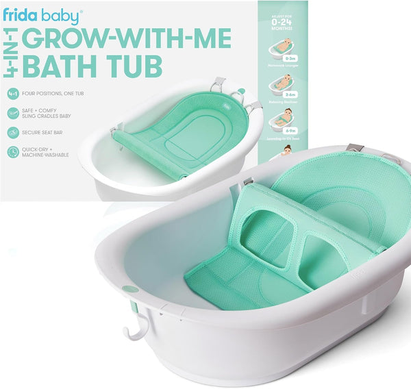 Frida Baby 4-In-1 Grow-With-Me Baby Bathtub, Baby Tub for Newborns to Toddler with Removable Bath Seat & Backrest for Bath Support in Tub