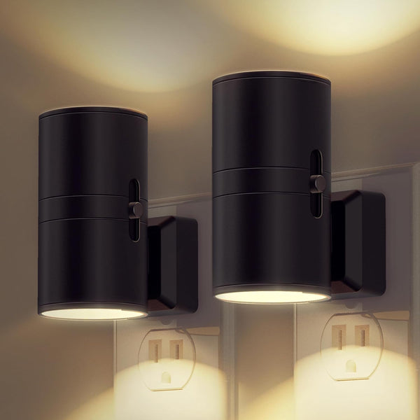 L LOHAS LED Night Light Plug In, Modern Night Lights Plug into Wall, Dusk to Dawn Sensor, Soft White 3000K, 0-100LM Adjustable Brightness, Dimmable Night Lights for Hallway Bedroom Stairway, 2 Pack
