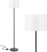Modern Floor Lamp Simple Design with White Shade, Foot Pedal Switch, 60" Small Tall Lamps for Living Room Bedroom Office Dining Room Kitchen, Black Pole Lamp(Without Bulb)