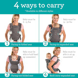 Infantino Flip 4-In-1 Convertible Baby Carrier, Adjustable, Ergonomic Babywearing, Registry Essential, Baby Carrier for Newborn to Toddler, Gray