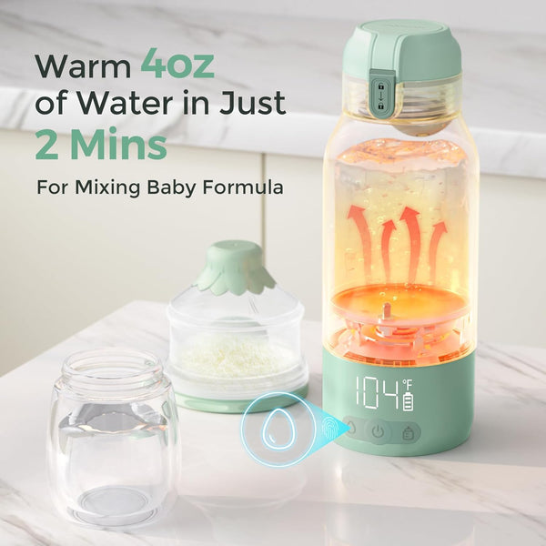 Momcozy Portable Milk Warmer for Travel – Dual Heating Modes for Breast Milk & Water, Portable Bottle Warmer with Fast Heating & Long Battery Life, 17 Ounces Large Capacity to Meet Your All-Day Needs