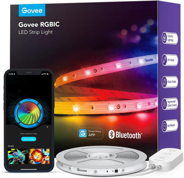 Govee RGBIC LED Strip Lights, Smart LED Lights for Bedroom, Bluetooth LED Lights APP Control, DIY Multiple Colors on One Line, Color Changing LED Strip Lighting Music Sync, Home Decor, 16.4Ft