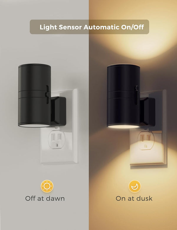 L LOHAS LED Night Light Plug In, Modern Night Lights Plug into Wall, Dusk to Dawn Sensor, Soft White 3000K, 0-100LM Adjustable Brightness, Dimmable Night Lights for Hallway Bedroom Stairway, 2 Pack