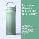 Momcozy 22Oz Portable Breast Milk Cooler for Outdoor, Life Saver with 360° Total Cooling for 24 Hours, Larger Capacity Travel Breastmilk Chiller with 2Pcs Baby Bottles for Breastmilk Storage, Green