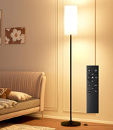 Luckystyle LED Floor Lamp for Living Room, Dimmable Standing Lamps with Foot Switch,Remote Custom Color Temperature Black Pole Lamp with Lampshade,12W Led Bulb Tall Lamps for Bedroom Office Kid Room