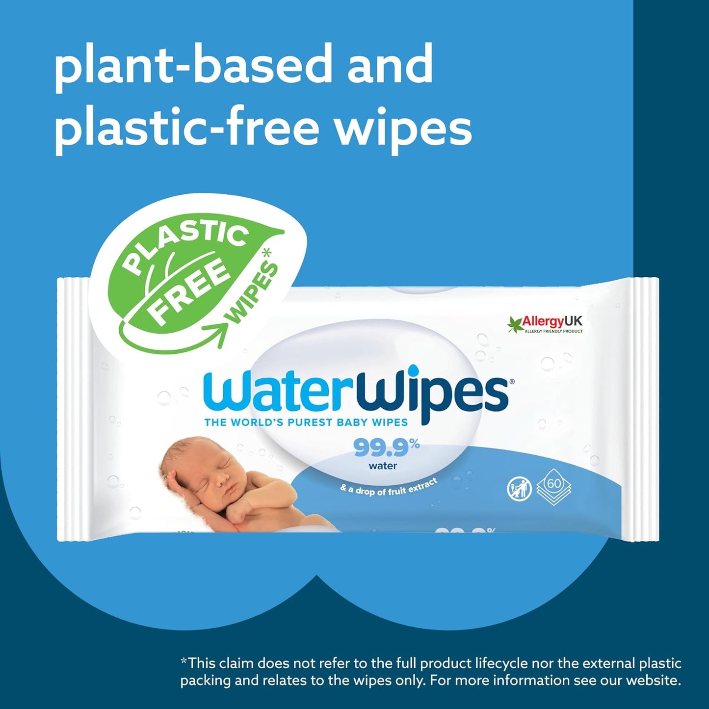 Waterwipes Original Baby Wipes, 99.9% Water, 3-In-1 Cleans, Cares, Protects, Unscented & Hypoallergenic, 720 Count (12 Packs), Packaging May Vary