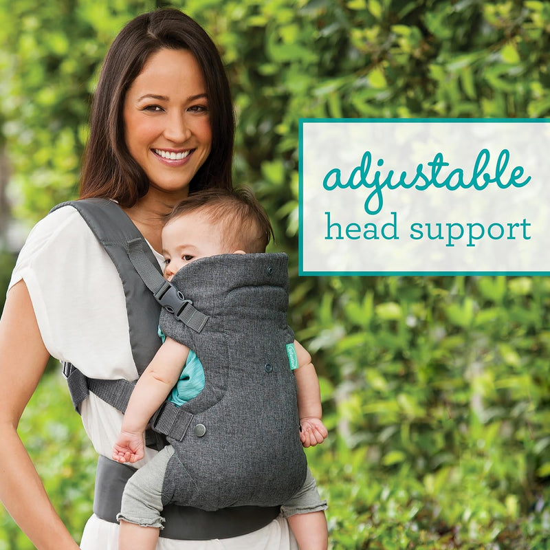 Infantino Flip 4-In-1 Convertible Baby Carrier, Adjustable, Ergonomic Babywearing, Registry Essential, Baby Carrier for Newborn to Toddler, Gray