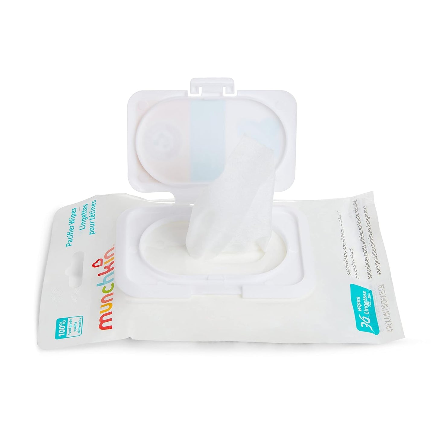 Munchkin Arm & Hammer Pacifier Wipes - Safely Cleans Breast Pump Parts and Feeding Essentials for Baby and Toddler, 1 Pack, 36 Wipes