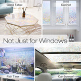 Rabbitgoo Window Privacy Film Rainbow Film Decorative Window Sticker, 3D Static Stained Glass Cling Tint for Home Heat Control Non-Adhesive, 17.5 X 78.7 Inches