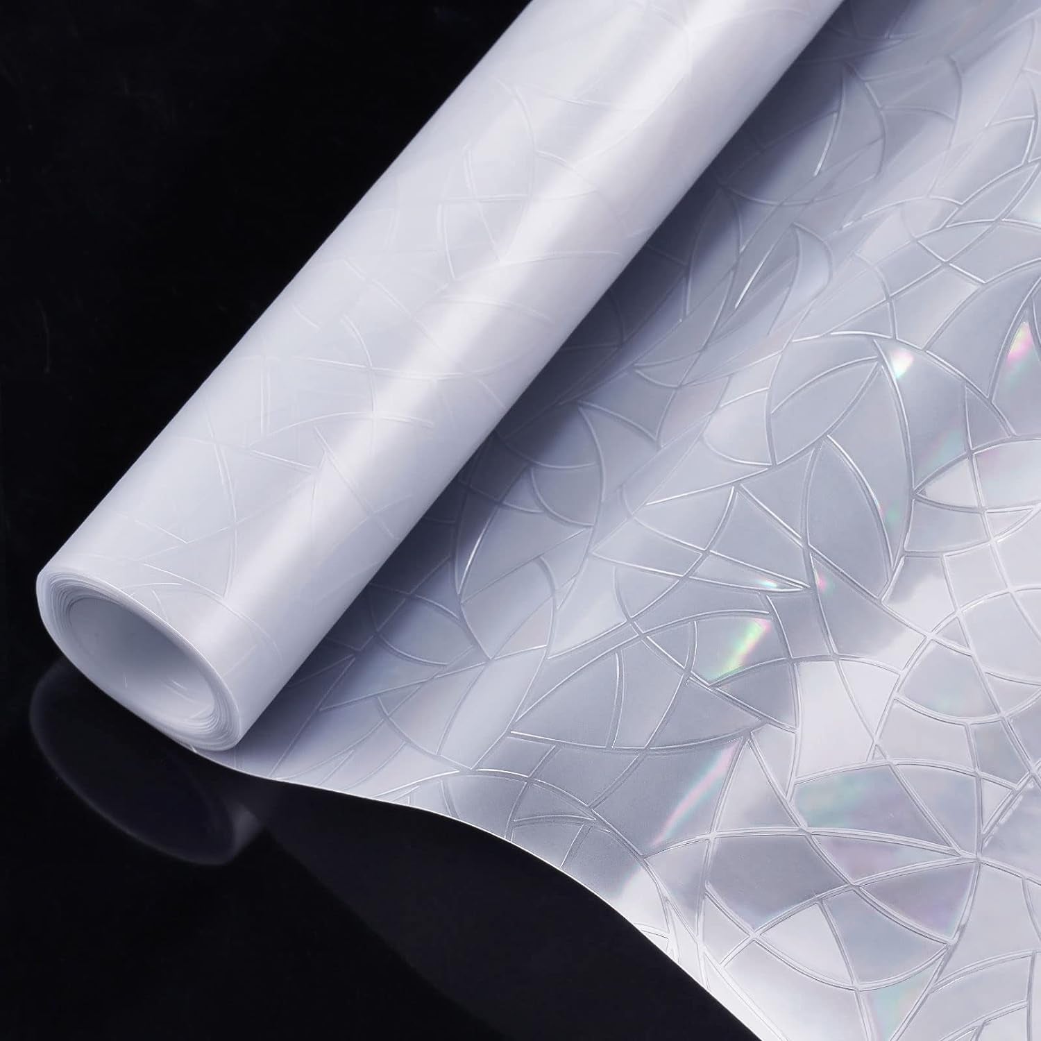 Rabbitgoo Window Privacy Film Rainbow Film Decorative Window Sticker, 3D Static Stained Glass Cling Tint for Home Heat Control Non-Adhesive, 17.5 X 78.7 Inches