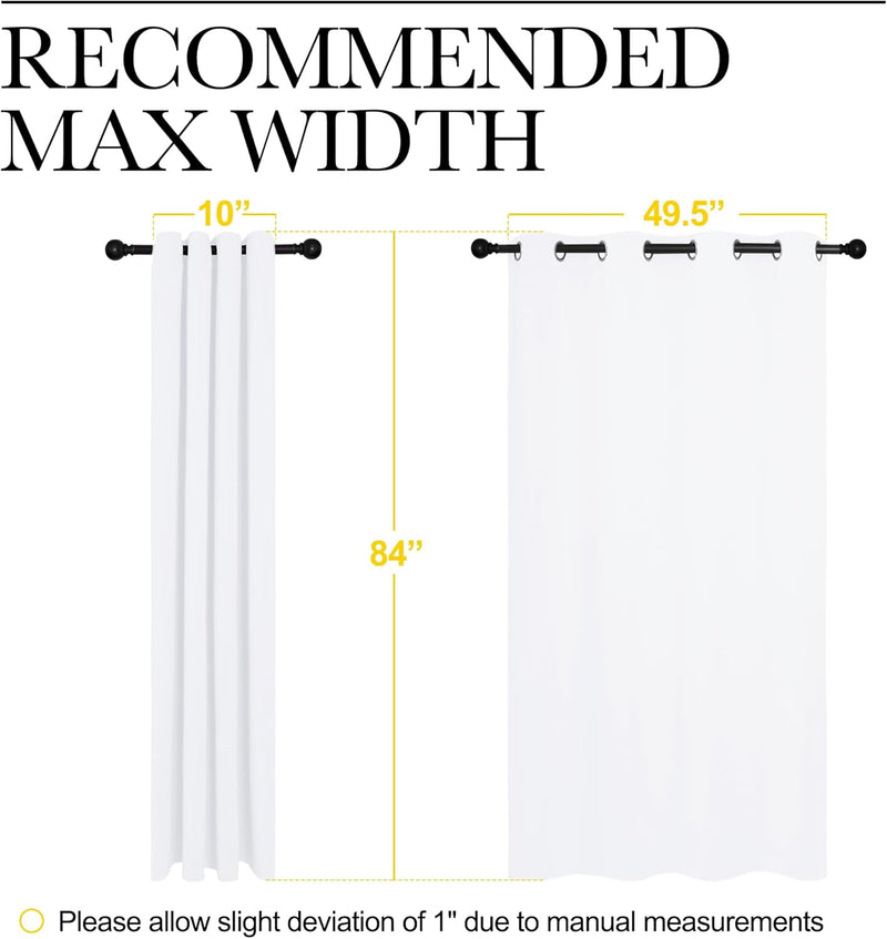 NICETOWN 100% Blackout Window Curtain Panels, Cold and Full Light Blocking Drapes with Black Liner for Nursery, 84 Inches Drop Thermal Insulated Draperies (White, 2 Pieces, 52 Wide Each Panel)