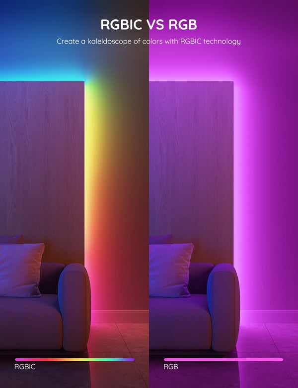 Govee RGBIC LED Strip Lights, Smart LED Lights for Bedroom, Bluetooth LED Lights APP Control, DIY Multiple Colors on One Line, Color Changing LED Strip Lighting Music Sync, Home Decor, 16.4Ft
